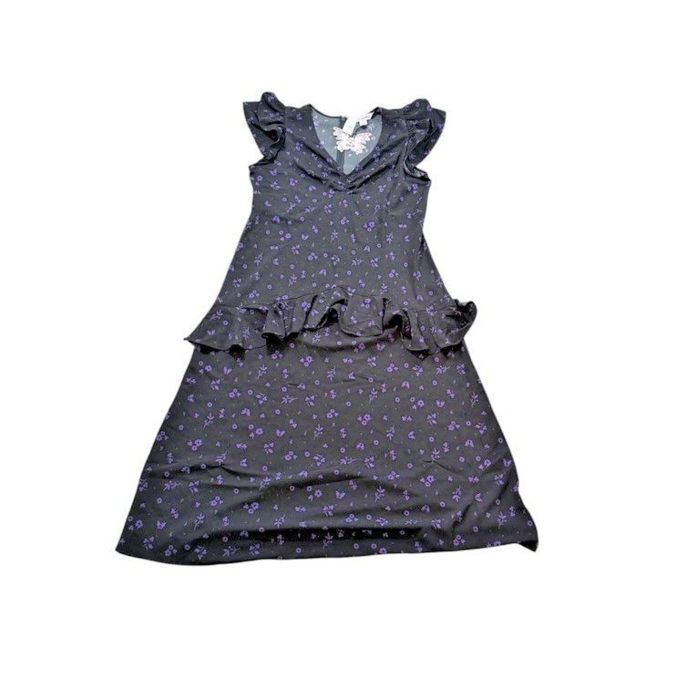 Old Navy X Anna Sui Floral Dress Flutter Sleeve Ruffle Size Large Whimsygoth